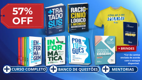 COMBO TOTAL: Livros Novo Tratado de Enfermagem (2ª ed.), Tratado do SUS, Português, Informática, Rac. Lógico e Leg. Ebserh (Brinde) + Curso Completo